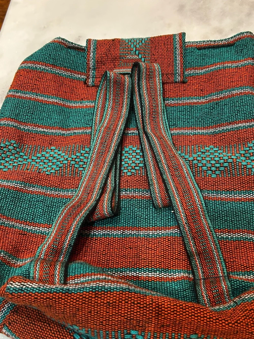 Miami Dolphins Striped Drawstring Tote Bag in Teal & Orange